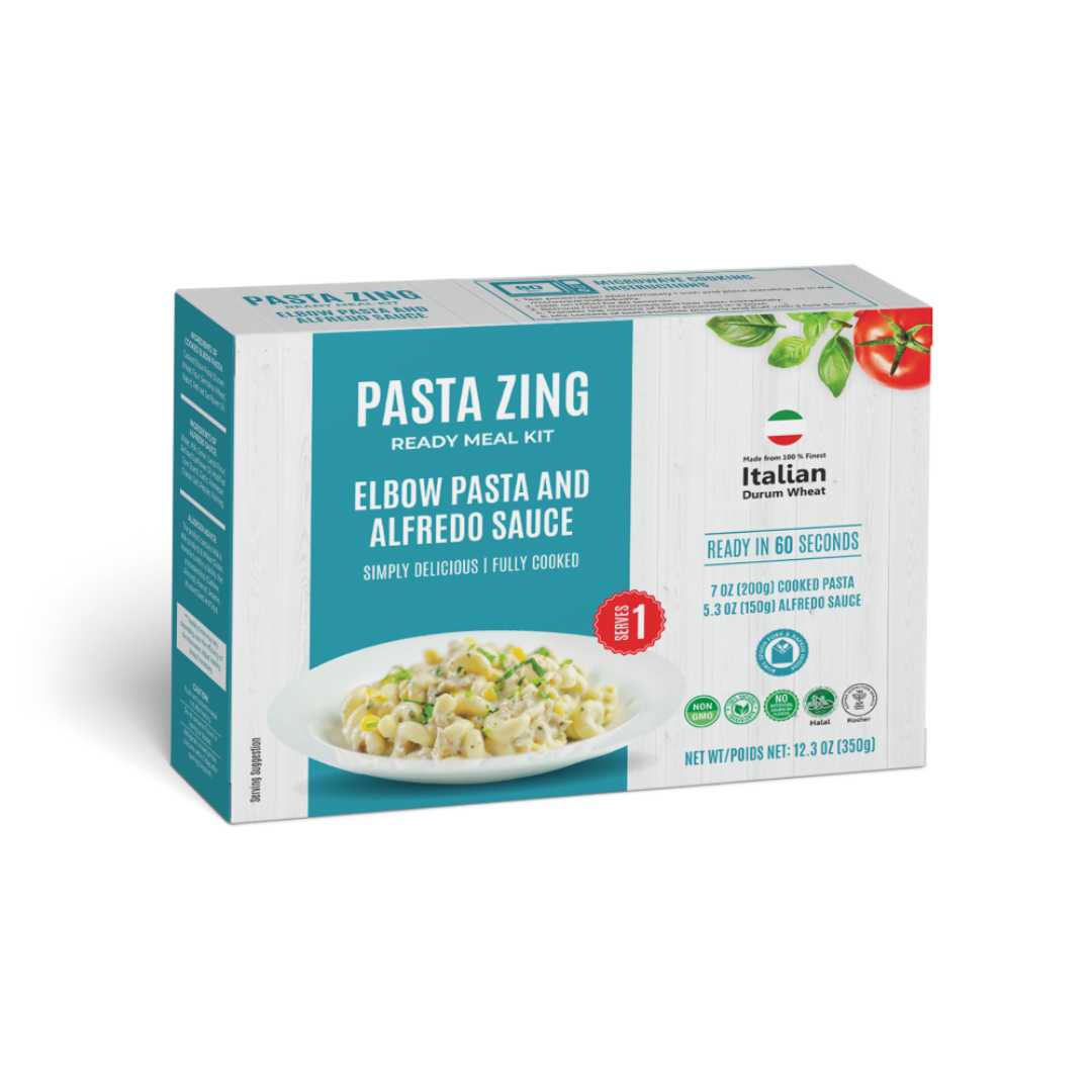 Cooked Pasta Zing Elbow in Alfredo Sauce 12 x 350